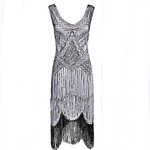 Babeyond 1920's Style Sequin Fringed Flapper Cocktail Dress -NWT